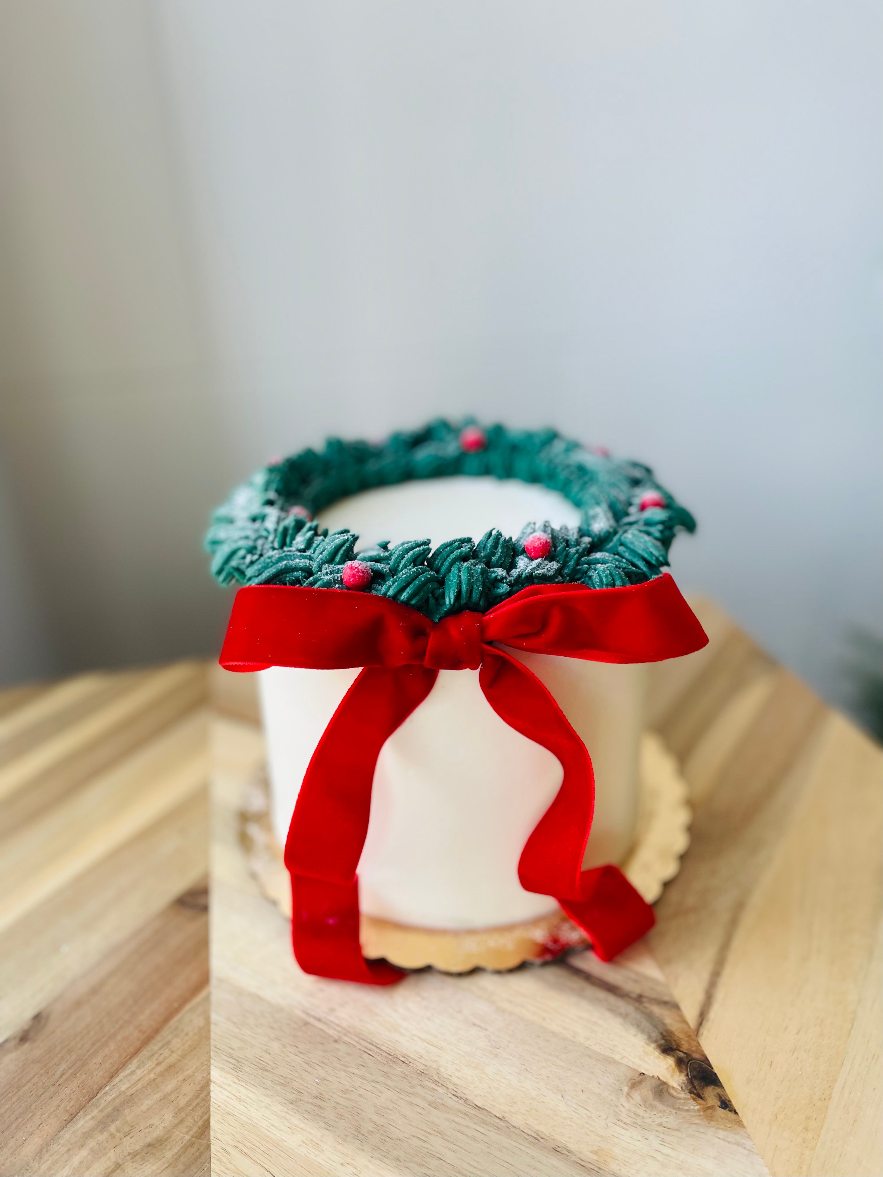 Red Velvet Pistachio Wreath Cake
