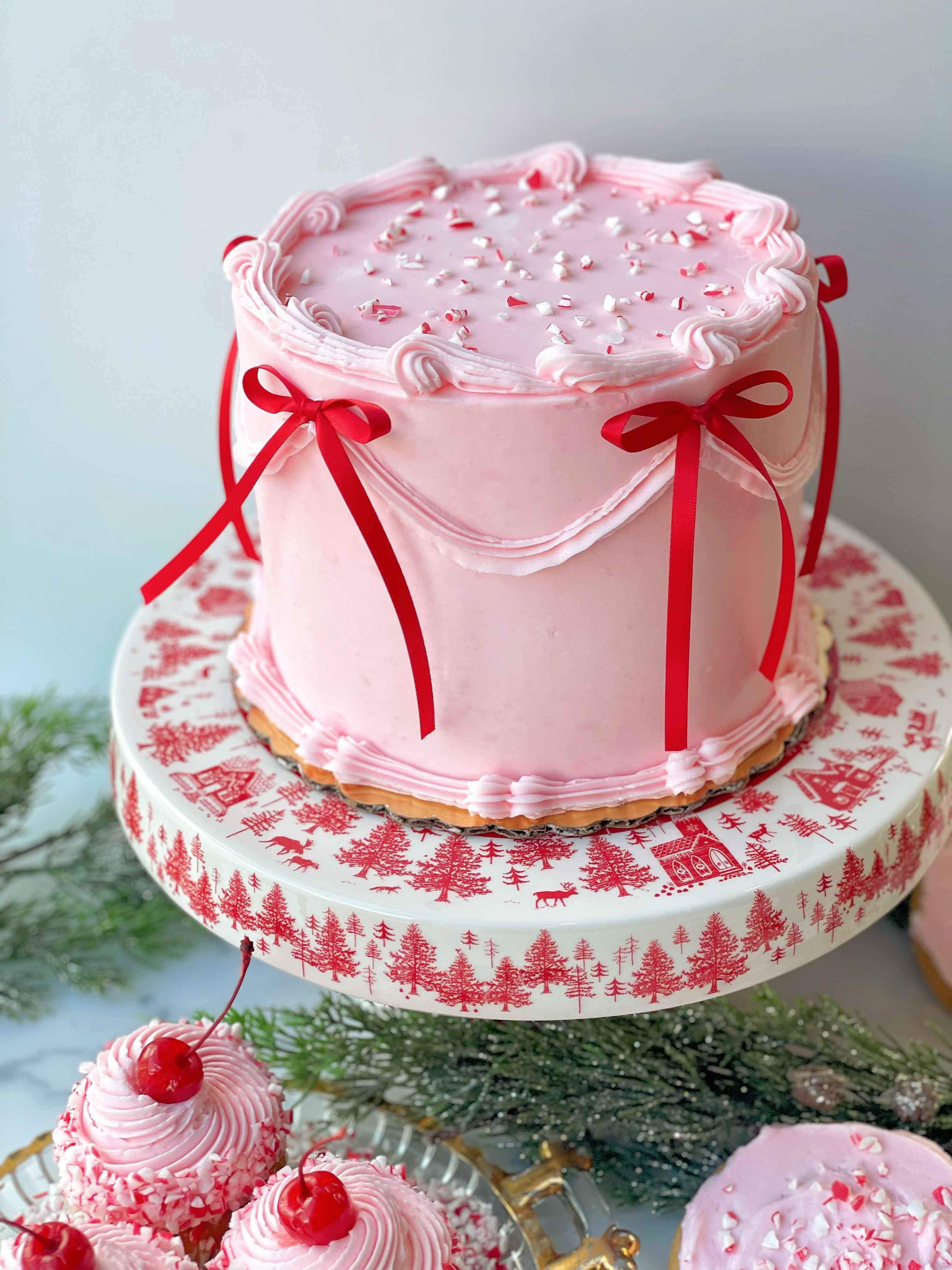 Pink Peppermint Christmas Cake