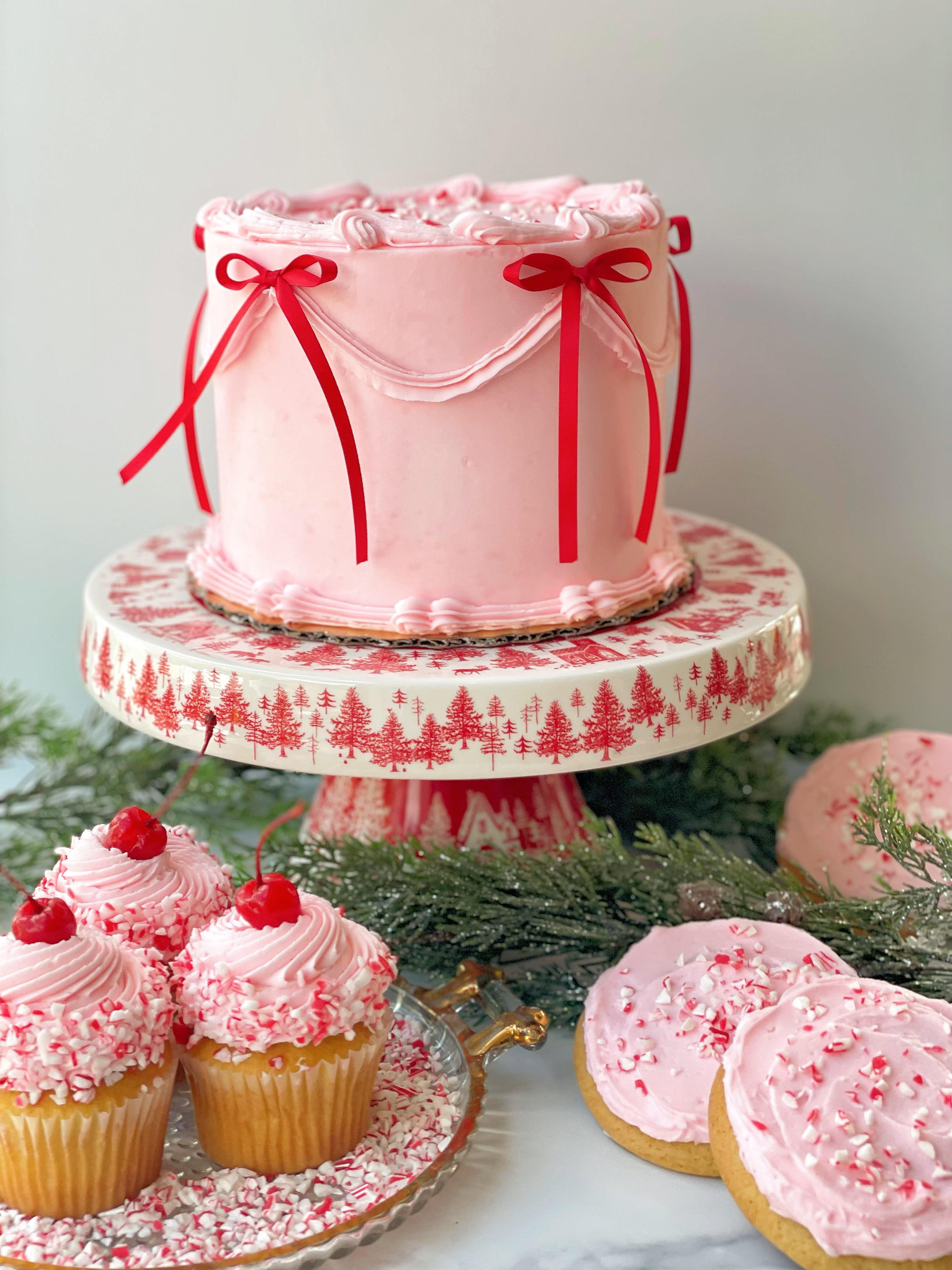 Pink Peppermint Christmas Cake