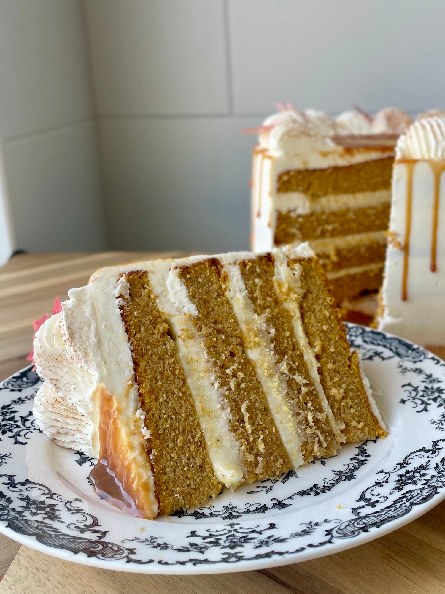 Salted Caramel Pumpkin Cream Cheese Cake