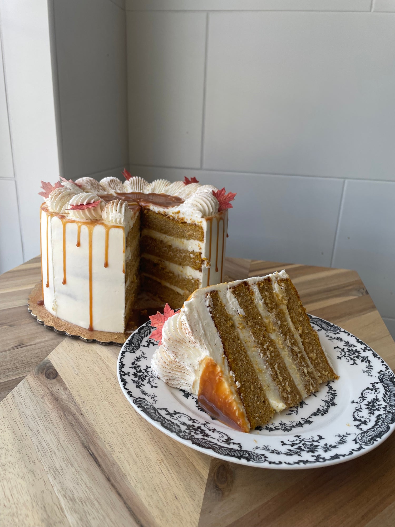 Salted Caramel Pumpkin Cream Cheese Cake