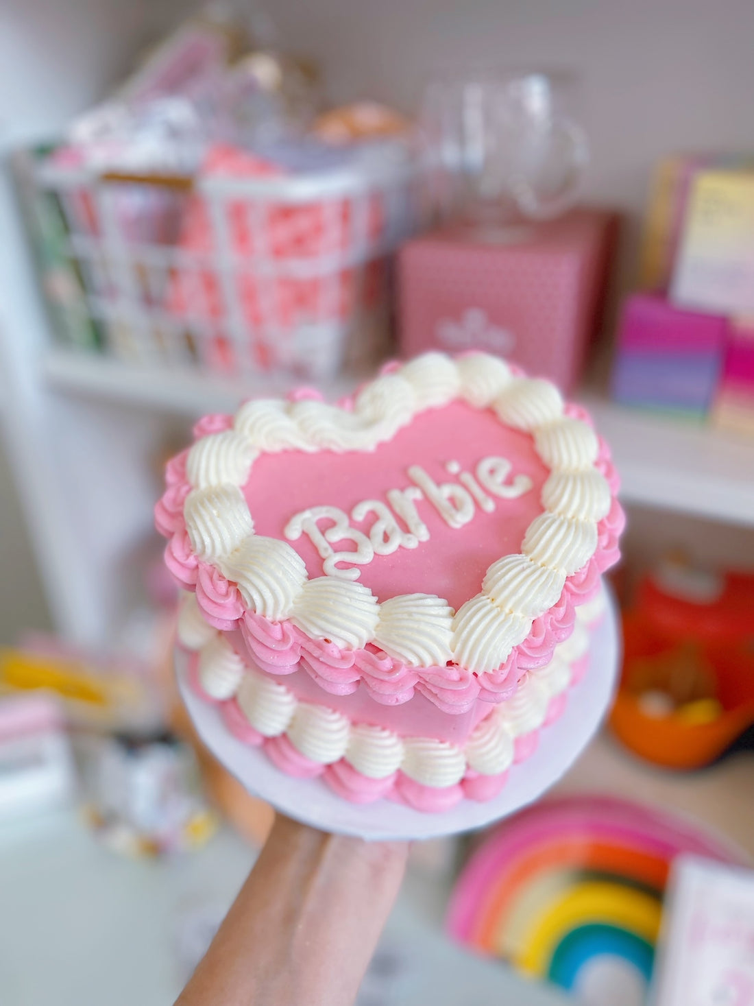 Pink Heart Barbie Cake