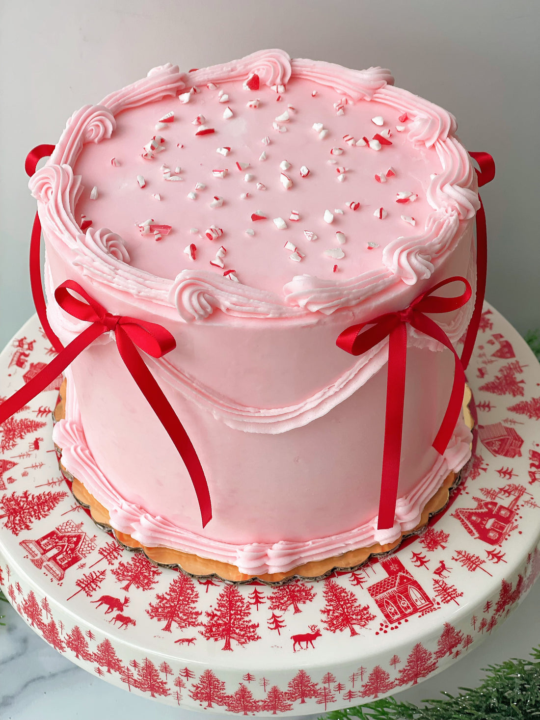Pink Peppermint Christmas Cake